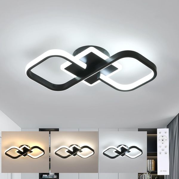 Comely LED Deckenleuchte Dimmbar, 40W 4500LM Schwarz LED Deckenlampe mit Fernbedienung 3000K-6500K, Deckenbeleuchtung Modern für Wohnzimmer, Schlafzimmer, Cafeteria