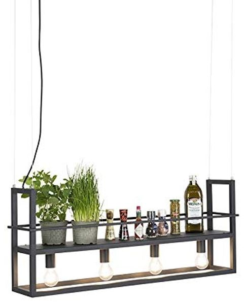 Qazqa Pendelleuchte Cage rack, ohne Leuchtmittel, Warmweiß, QAZQA Hängeleuchte, e27, Schwarz, Stahl, Modern