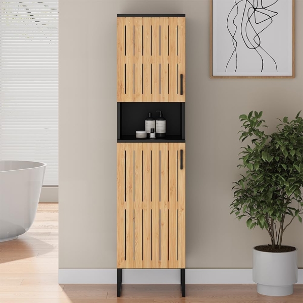 Badschrank Vayra Bambus 35 x 145 cm Vicco Bild 5