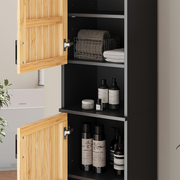 Badschrank Vayra Bambus 35 x 145 cm Vicco Bild 4