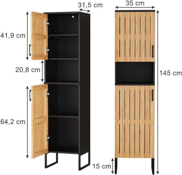 Badschrank Vayra Bambus 35 x 145 cm Vicco Bild 3