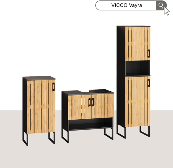 Badschrank Vayra Bambus 35 x 145 cm Vicco Bild 8