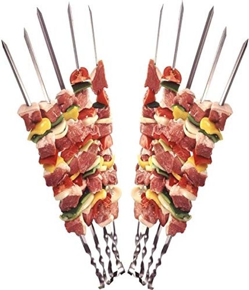 Praknu Grillspieß 12 Grillspieße Schaschlikspieße 40cm - Edelstahl Gehärtet (Set, 12-St, 12 Metallspieße aus Edelstahl rostfrei), aus Edelstahl 40cm, Fleischspieße für BBQ & Grill, Kebab Spieße