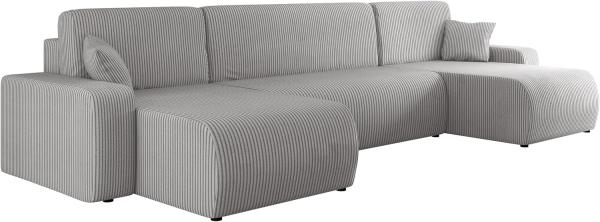 Ecksofa Pixalo U Cord mit Schlaffunktion und Bettkasten (Farbe: Poso 110)