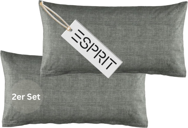 Esprit Bettwäsche HARP Renforcé Kissenbezüge und Bettwäsche, Baumwolle, 2 teilig, 40 x 80 cm 2er Pack in Anthrazit