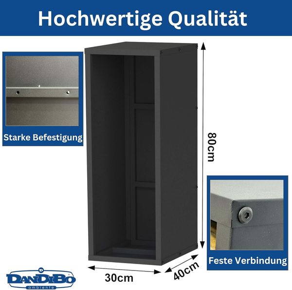 DanDiBo Kaminholzregal Wand Innen Metall Schwarz 80 cm mit Rückwand Wandmontage Hängend Kaminholzständer 96542 Holzkorb Kaminholzhalter Bild 2