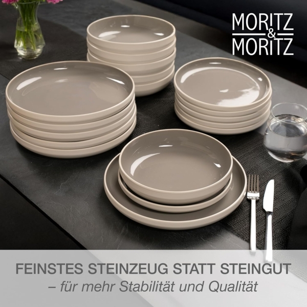 Moritz & Moritz Kombiservice CAVO Geschirrset - Stone (18-tlg), 6 Personen, Steinzeug, für 6 Personen aus Steinzeug Bild 4