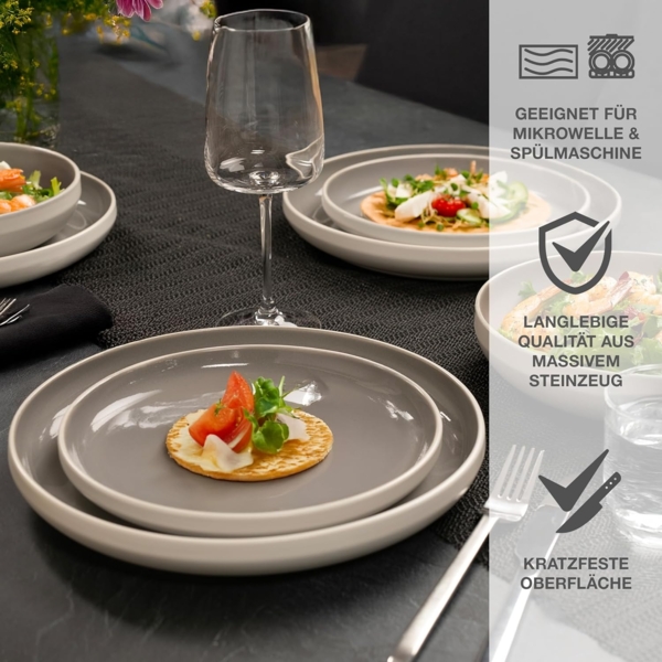 Moritz & Moritz Kombiservice CAVO Geschirrset - Stone (18-tlg), 6 Personen, Steinzeug, für 6 Personen aus Steinzeug Bild 3