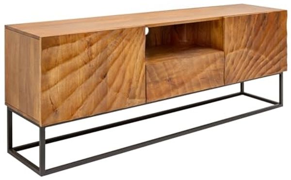 riess-ambiente Lowboard SCORPION 160cm natur, Massivholz · TV-Board · 3D Schnitzereien · Handarbeit · Wohnzimmer
