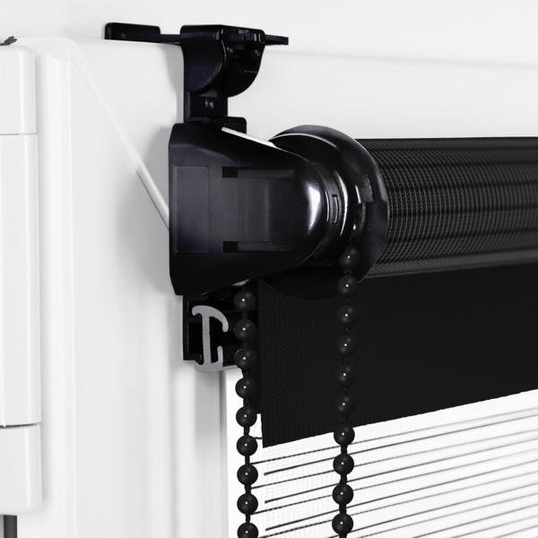 Doppelrollo Klemmfix ohne Bohren 95x100 cm Schwarz Duo Rollo Klemmrollo Sonnenschutzrollo Fensterrollo für Fenster & Türen Zebrarollo Seitenzugrollo Bild 3