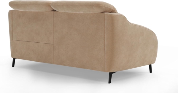 CAVADORE 3er-Sofa Blue, 3-Sitzer Couch im modernen Design mit motorischer TV-Funktion inkl. klapptisch, USB-Anschluss, Kopfteilverstellung, mattschwarzen Metallfüßen, Mikrofaser, Hellbraun Bild 7