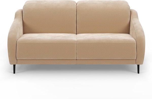 CAVADORE 3er-Sofa Blue, 3-Sitzer Couch im modernen Design mit motorischer TV-Funktion inkl. klapptisch, USB-Anschluss, Kopfteilverstellung, mattschwarzen Metallfüßen, Mikrofaser, Hellbraun Bild 9