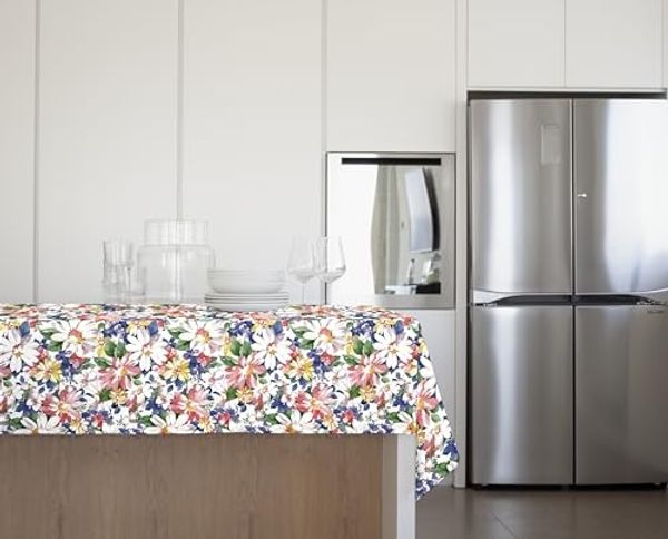 GEMITEX Tischdecke Tradition, Plüsch, gewachst, wasserdicht und schmutzabweisend, Dekor 4133 Blumen von Sanremo, ideal für rechteckige Tische für 6/8 Personen, 140x180 cm, hergestellt in Italien,