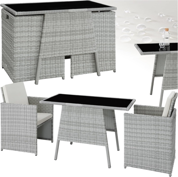 tectake Sitzgruppe Rattan Sitzgruppe, (Set, 3-tlg), für 2 Personen