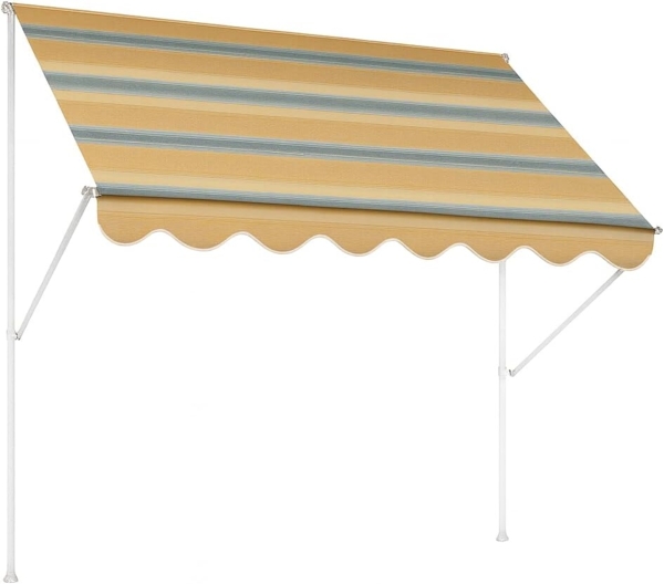 Angerer Freizeitmöbel GmbH Klemmmarkise Exklusiv - Markise für Sonnenschutz - Montage ohne Bohren und Dübeln - ideale Balkonmarkise für Mietwohnungen (Gelb-Blau-Weiß, 300 cm)