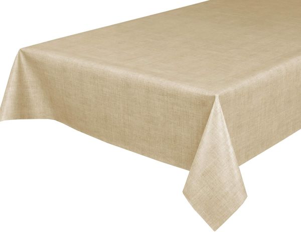 Wachstuchtischdecke Wachstuch Tischdecke abwischbar ECKIG RUND OVAL, Motiv und Größe wählbar (Motiv: Leinen beige, Eckig 140x200 cm)