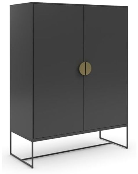 Hochschrank >Asia< in Anthrazit - 90x125x40cm (BxHxT)