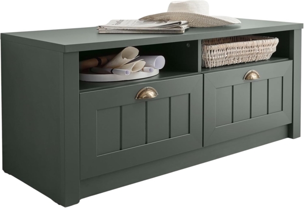 Garderobe Sitzbank Forres in grün Landhaus 110 x 47 cm