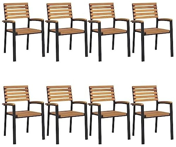 vidaXL Stapelbare Gartenstühle 8 Stk. Massivholz Akazie und Metall 3155427