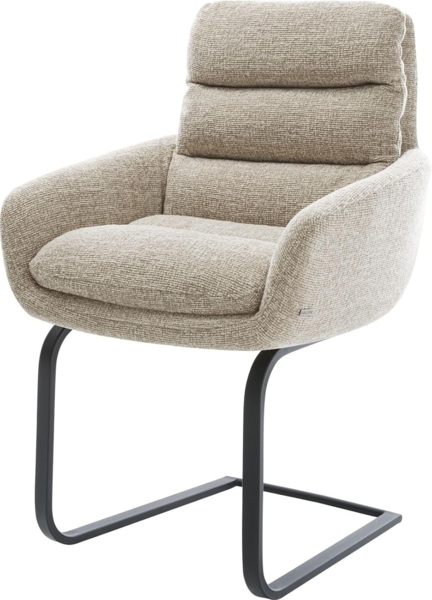 Freischwinger Abelia-Flex mit Armlehnen Webstoff Soft Beige Freischwinger flach Schwarz