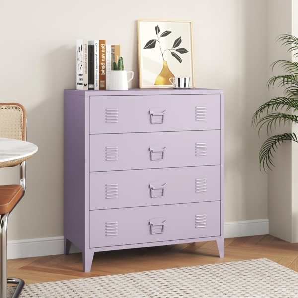 Metallschrank Hämeenlinna mit 4 Schubladen 80x40x92 cm Lila [en. casa]