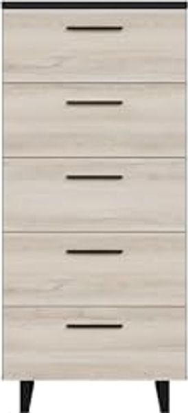 Forte SIRIUS CROWN Kommode mit 5 Schubladen, Holzwerkstoff, Schwarz Eiche/Comano Plum, B x H x T: 60,4 x 109,5 x 41,3 cm Bild 3