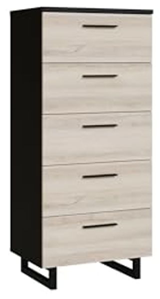 Forte SIRIUS CROWN Kommode mit 5 Schubladen, Holzwerkstoff, Schwarz Eiche/Comano Plum, B x H x T: 60,4 x 109,5 x 41,3 cm Bild 4