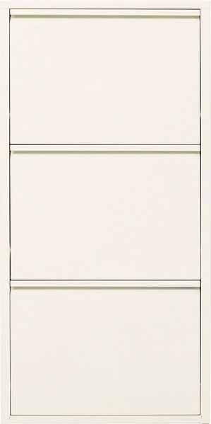 Kare Design Schuhschrank Caruso, Creme, Stahl, mit 3 Klappen, Schuhablage für 6 Paar Schuhe, schmal, platzsparend, hoch, Schuhregal, Eingangsbereich, 104 x 50 x 15 cm (H/B/T)