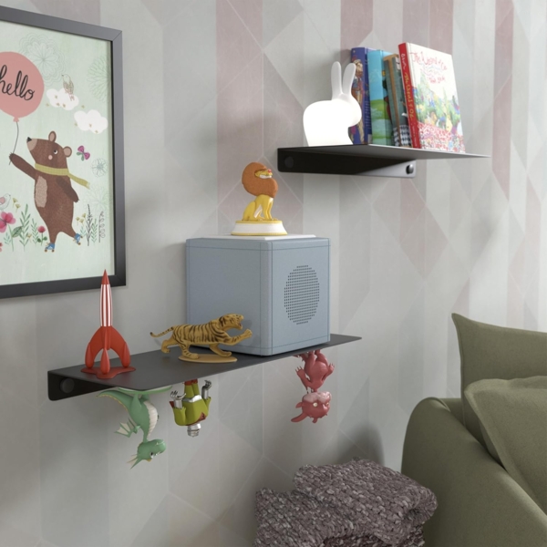 SO-TECH® Deko-Wandregal Schweberegal Wandboard HOVER III schmale Ablage aus Stahl, Spar-Set 2-tlg, 35 x 13 x 3 cm, schwarz, inkl. Befestigungsset Bild 2