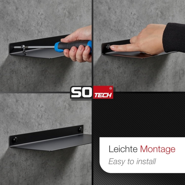 SO-TECH® Deko-Wandregal Schweberegal Wandboard HOVER III schmale Ablage aus Stahl, Spar-Set 2-tlg, 35 x 13 x 3 cm, schwarz, inkl. Befestigungsset Bild 8