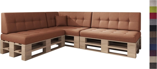 sunnypillow Palettenkissen Kaltschaum Palettenauflage Palettenpolster Palettensofa Sitzkissen Rückenlehne gesteppt 8er Set Orange