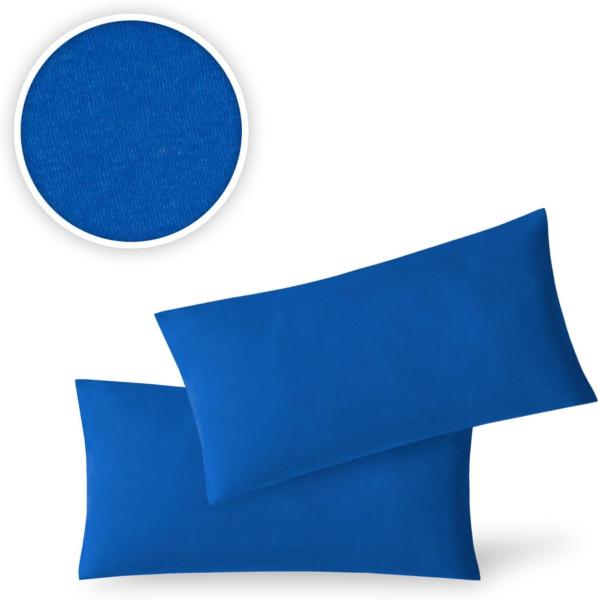 Jersey Kissenbezug, 2er Set, Baumwolle, Royalblau, 40x80 cm Bild 2