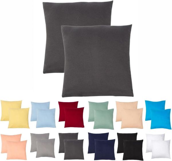 Livessa 2er Set Kissenbezug 60x60 aus%100 Baumwolle Jersey Stoff - Verdeckter Reißverschluss, Kopfkissenbezug 60x60 cm, Kissenhülle, Ultra weich und atmungsaktiv, Oeko-Tex Zertifiziert
