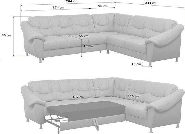 Cavadore Ecksofa Salisa mit Federkern, Polsterecke im klassischen Design, inkl. Bettfunktion, 264 x 86 x 244, mikrofaser braun Bild 2