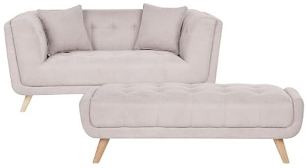 Sofa 2-Sitzer HABO Stoff Taupe mit Ottomane