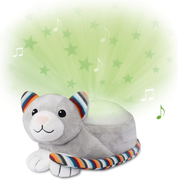 Zazu Kinder Sternenprojektor Nachtlicht mit Musik Kiki das Kätzchen grau