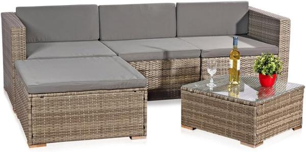 Melko Gartenlounge-Set Gartengarnitur Lounge Polyrattan 5tlg. Sitzgruppe Gartenset, (Set), Schraub-Ausgleich-Standfüße