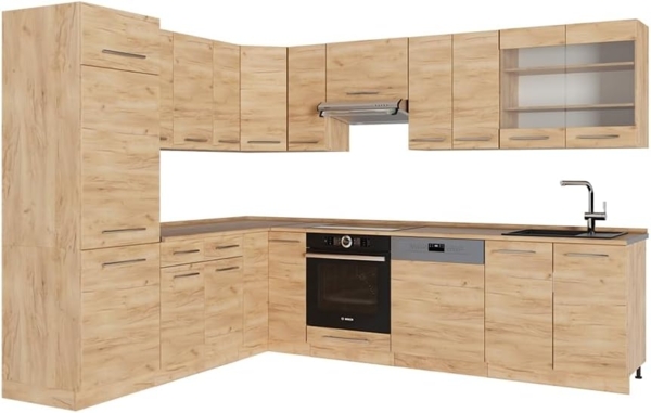 Eckküche Fame-Line Goldkraft Eiche 287 x 60 cm , AP Eiche Vicco Bild 1