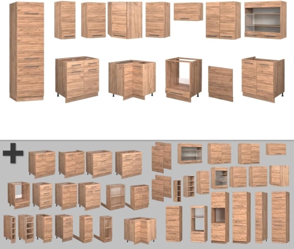 Eckküche Fame-Line Goldkraft Eiche 287 x 60 cm , AP Eiche Vicco Bild 6