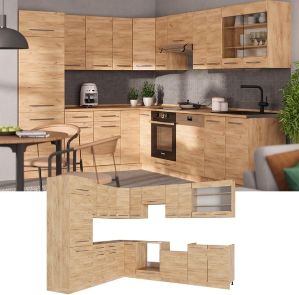 Eckküche Fame-Line Goldkraft Eiche 287 x 60 cm , AP Eiche Vicco Bild 8