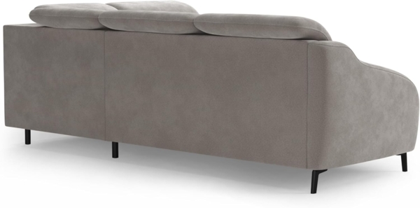 CAVADORE Ecksofa Blue/Eckcouch im modernen Design, inklusiv Kopfteilverstellung, Vorziehsitz motorisch, Klapptisch und mattschwarzen Metallfüßen / 258 x 93 x 249 / Mikrofaser, Hellgrau Bild 7