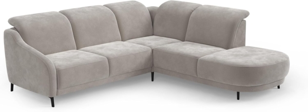 CAVADORE Ecksofa Blue/Eckcouch im modernen Design, inklusiv Kopfteilverstellung, Vorziehsitz motorisch, Klapptisch und mattschwarzen Metallfüßen / 258 x 93 x 249 / Mikrofaser, Hellgrau Bild 1