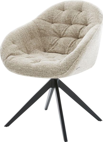 Drehstuhl Gaio-Flex Webstoff Soft Beige Kreuzgestell breit Schwarz 360° drehbar Wippfunktion