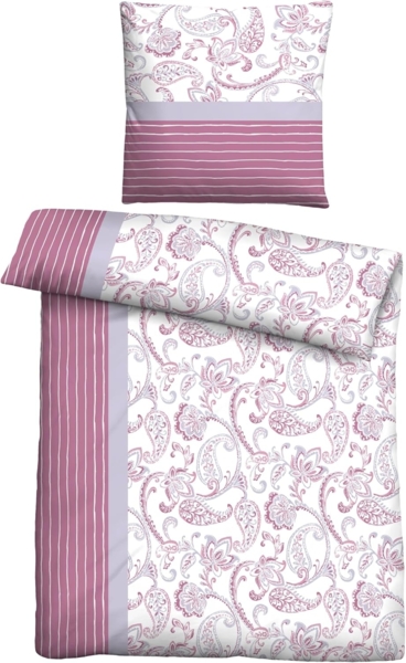 Traumhaft schlafen - Castell - Markenbettwäsche Feinbiber Bettwäsche 0351110 PAISLEY, brombeer, 1x 135x200 cm + 1x 80x80 cm