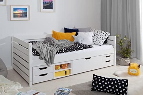 Funktionsbett "Naomi" 100x200 Kiefer massiv inkl. Schubkästen nach Wahl