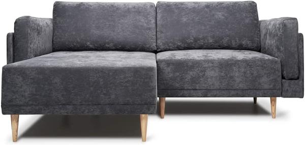 VitaliSpa Ecksofa Schlafsofa Gästesofa Cali Anthrazit Schlaffunktion 236 x 97 cm modern Wohnzimmer Sofa Wohnzimmercouch Boxspringsofa Loungesofa Loungeecke Schlafcouch Taschenfederkern ausziehbar