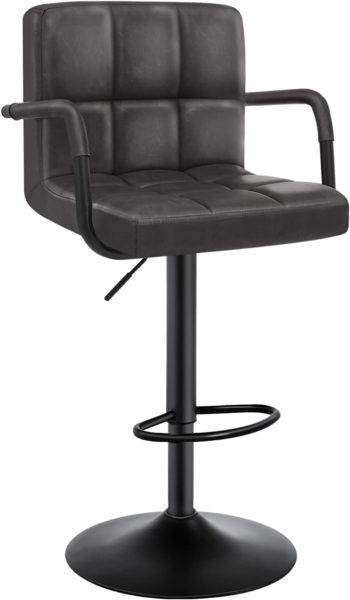 WOLTU® Barhocker BH113an-1 1er Set Barstuhl Tresenhocker Bistrohocker Designer Hocker mit Rückenlehne, Kunstleder in Antiklederoptik höhenverstellbar drehbar Stahl Anthrazit
