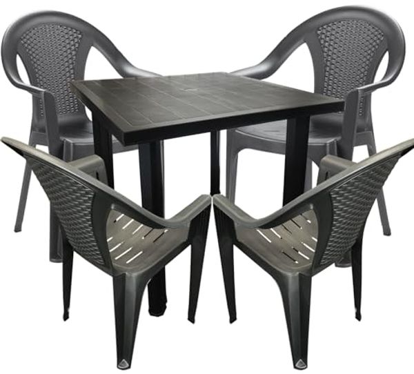 Bistro Sitzgarnitur Bistrogarnitur Gartenmöbel Outdoormöbel 5tlg Anthrazit