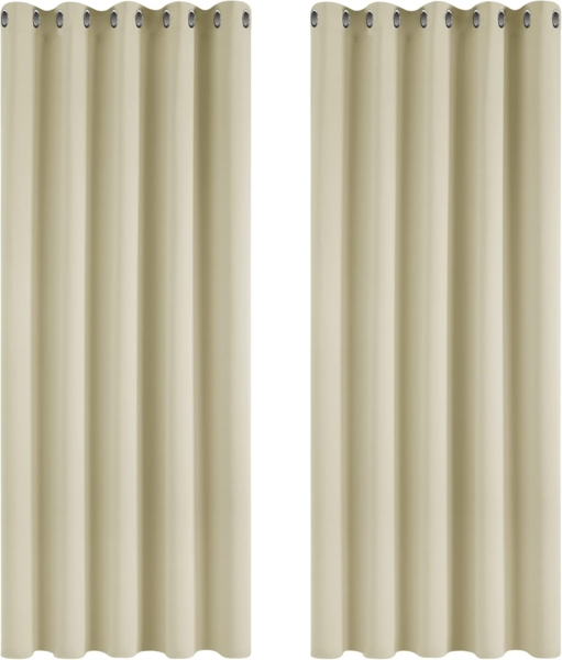 Deconovo Blickdichte Gardinen Kälteschutzvorhang Blickdicht Vorhang Verdunkelung, 183x168 cm(HöhexBreite), Beige, 2er Set