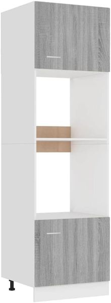 vidaXL Mikrowellenumbauschrank Lyon Grau Sonoma 60 x 57 x 207 cm Holzwerkstoff, Küchenschrank, Küche Hochschrank, Küchenmöbel, Küchenzeile für Backofen Mikrowelle